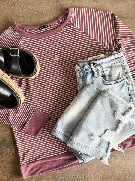 Marrie Stripe Raglan Top