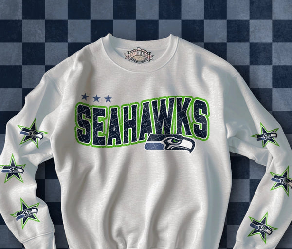 Football Star Sleeve Crewneck - SIZE XL