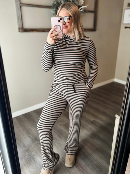 Megan Stripe Lounge Set - Black