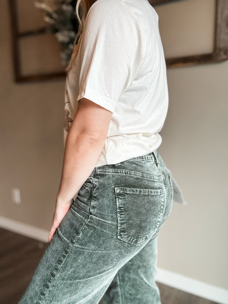 Miller Wide Leg Corduroy Pants - Forest