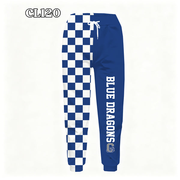 PREORDER Spiritwear Checkered Split Leg Bottom - BLUE DRAGONS