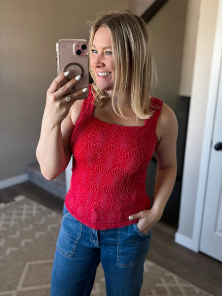 Dovie Textured Tank - Red