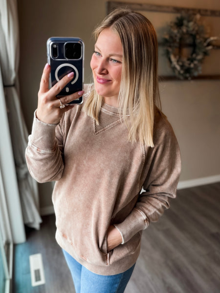 Torrance Mineral Wash Pullover - Brown