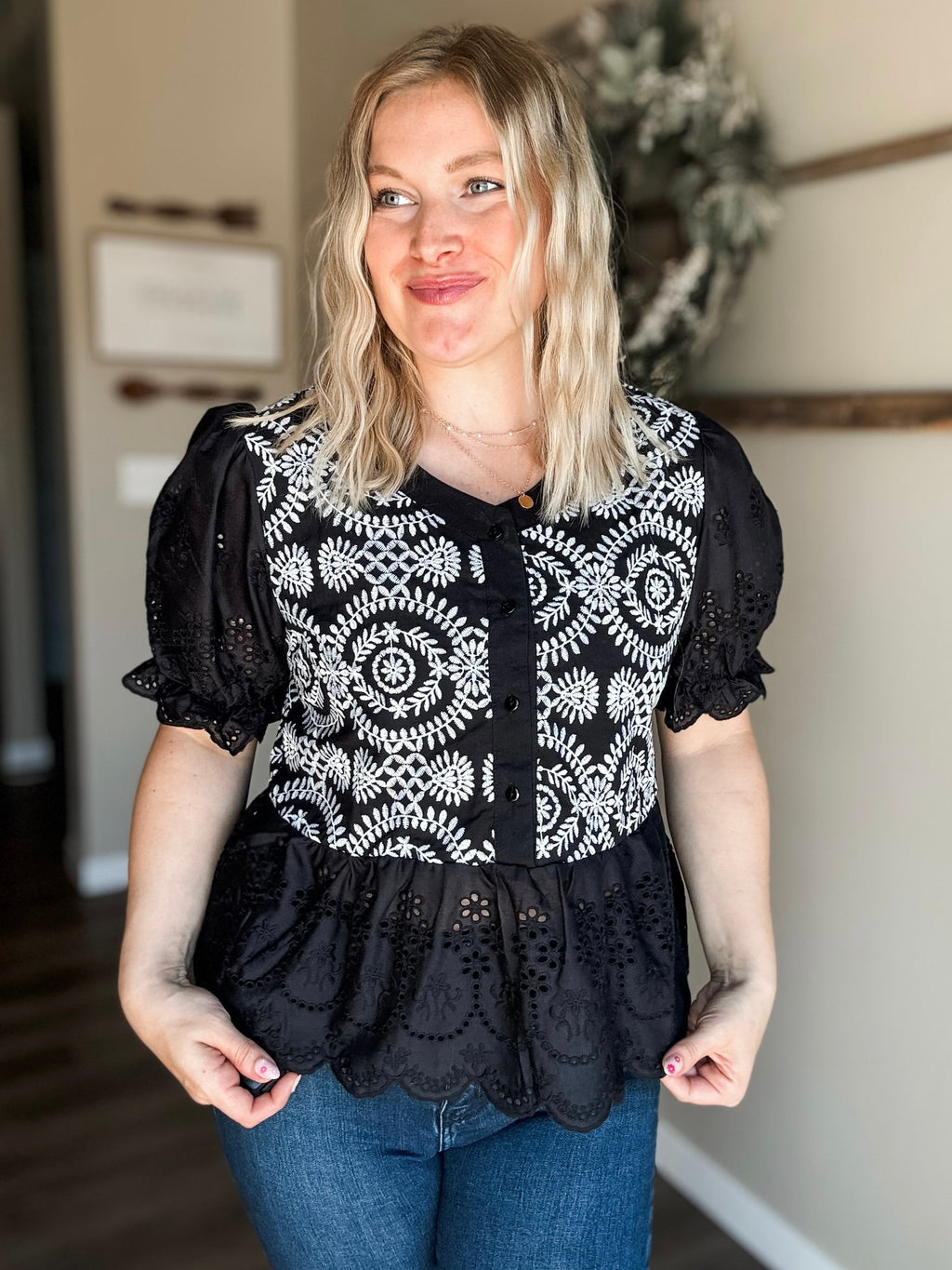 Marciella Eyelet Lace Top