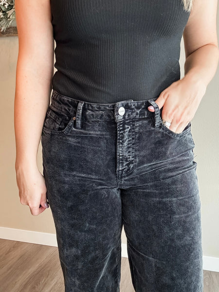 Miller Wide Leg Corduroy Pants - Black