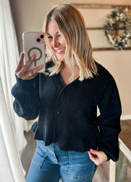 Minka Ruffle Sweater Cardigan