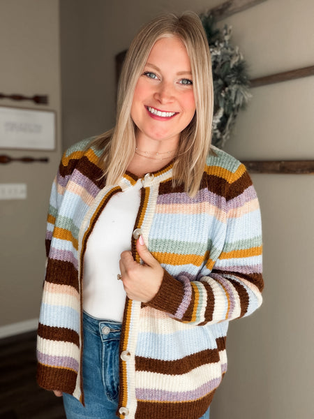 Faye Stripe Knit Cardigan