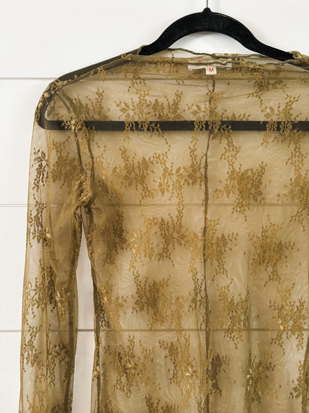 Sorla Sheer Lace Top - Olive