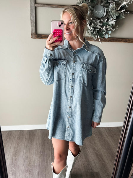PREORDER Dakota Denim Shirt Dress