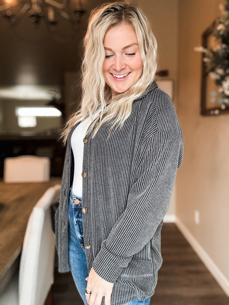 Talli Ribbed Shacket - Charcoal