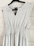 Smocked Waist Sculpted Shoulder Mini Dress