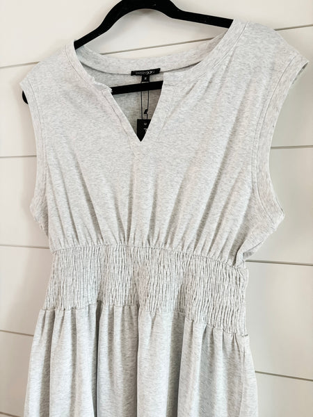 Smocked Waist Sculpted Shoulder Mini Dress