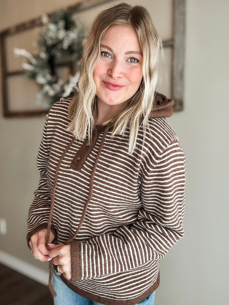 Brownstone Stripe Henley Sweater
