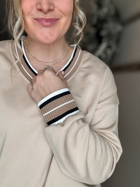 PREORDER Ashley Varsity V Neck Pullover