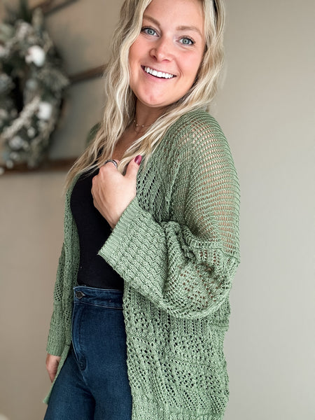 Kairi Netted Cardigan - Moss