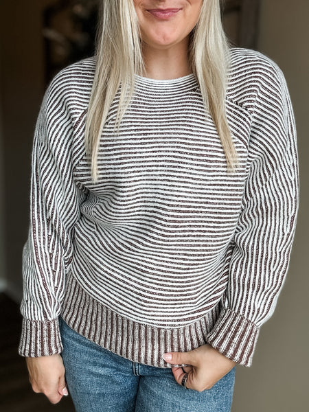 Cozy Chalet Striped Sweater - SIZE MEDIUM