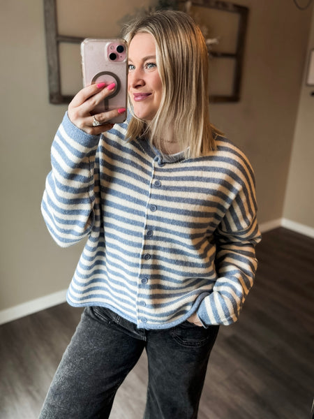 Ocean Mist Stripe Cardigan