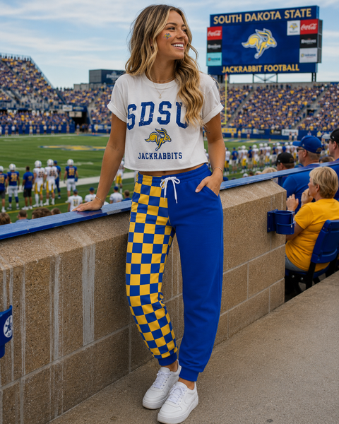 PREORDER Spiritwear Checkered Split Leg Bottom - SDSU JACKRABBITS