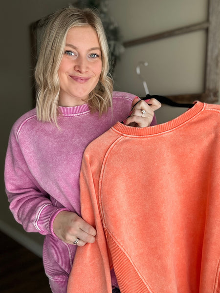 Boden Acid Wash Crewneck - Mauve