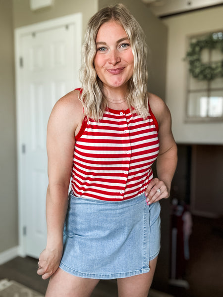 Abilene Wrap Front Denim Skort