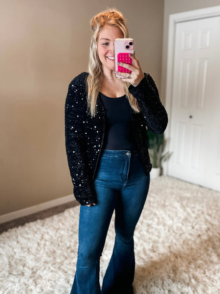 Pop The Bubbly Sequin Top - SIZE MEDIUM