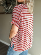 Maeven Exposed Seam Ribbed Top - Rust - SIZE S/M