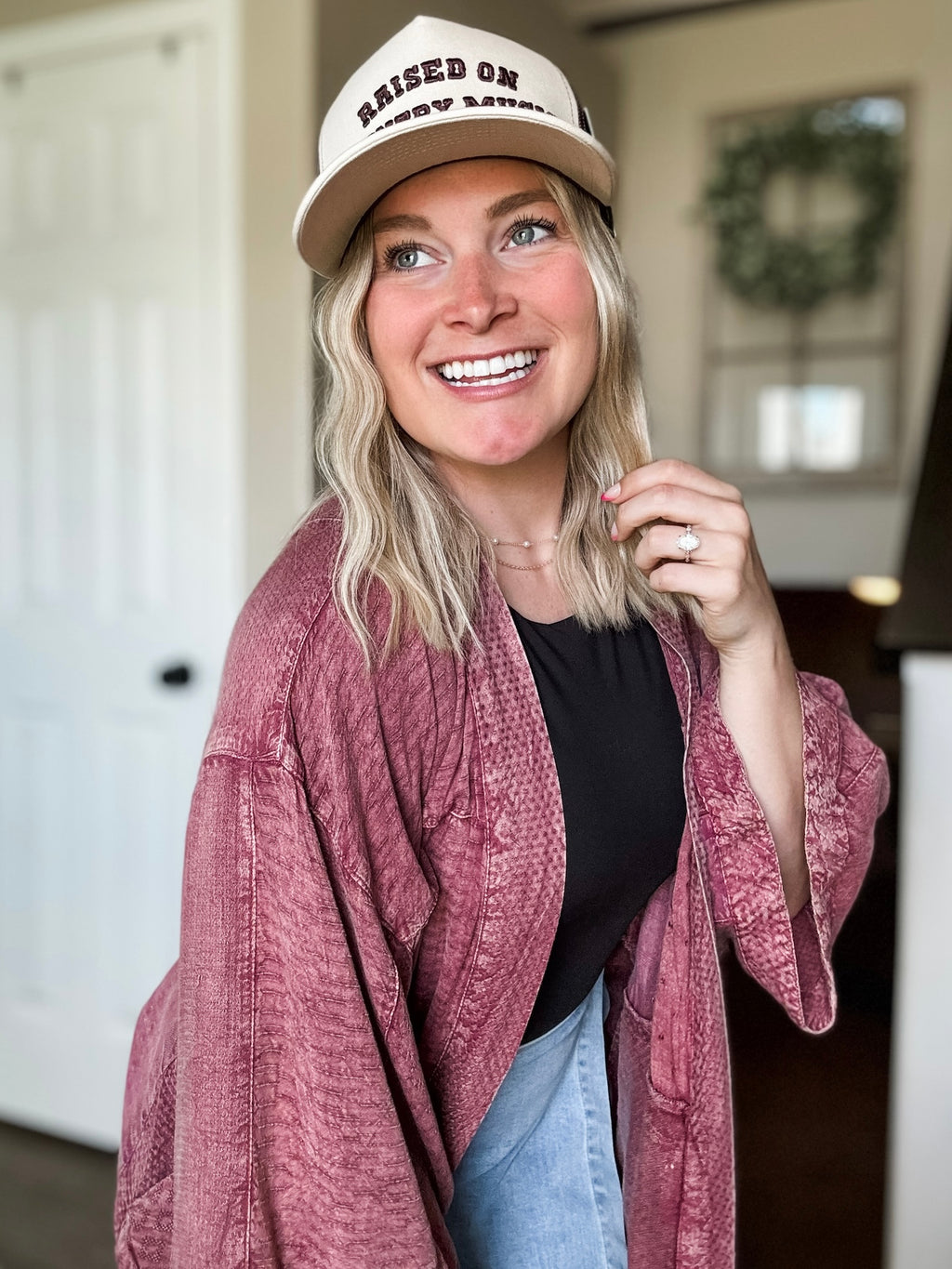Whiskey Rose Textured Kimono