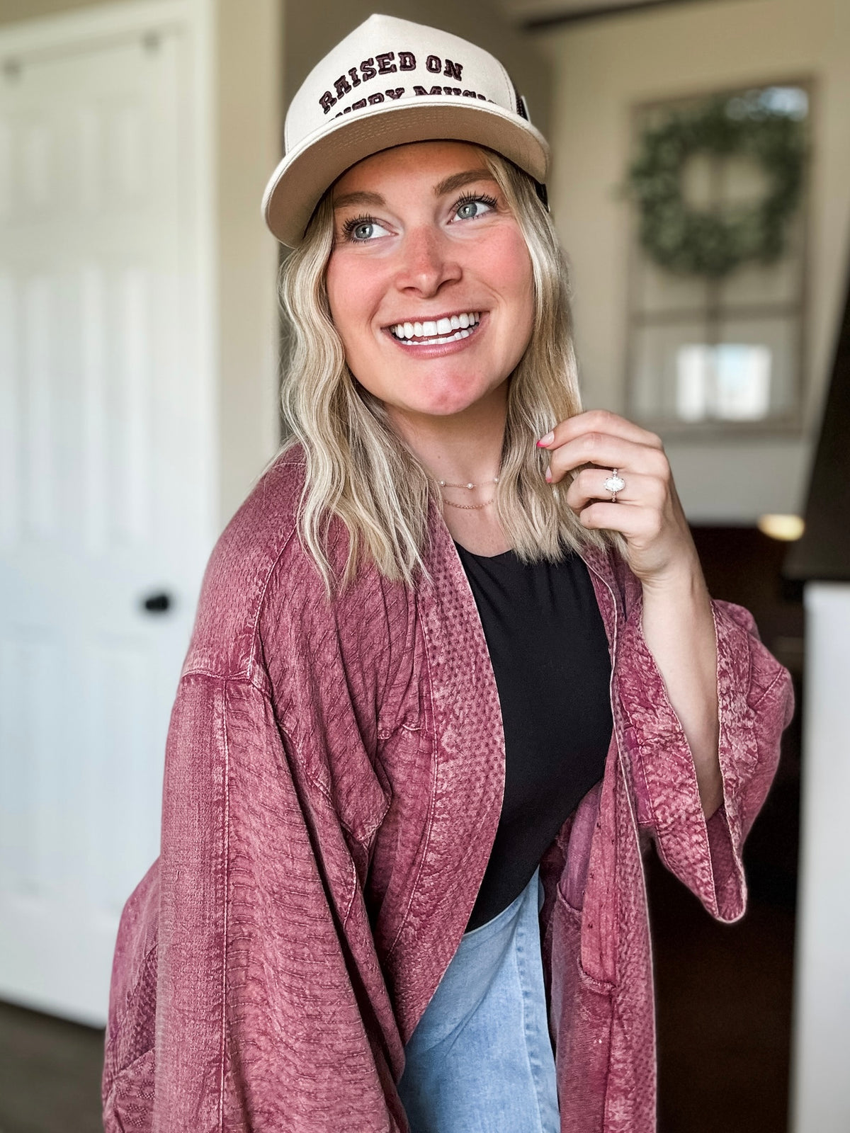 Whiskey Rose Textured Kimono