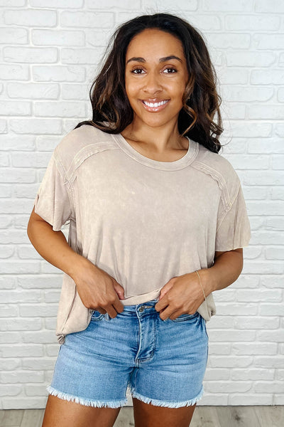 Easy Style Basic Mineral Wash Top RL - Ash Mocha - SIZE S/M