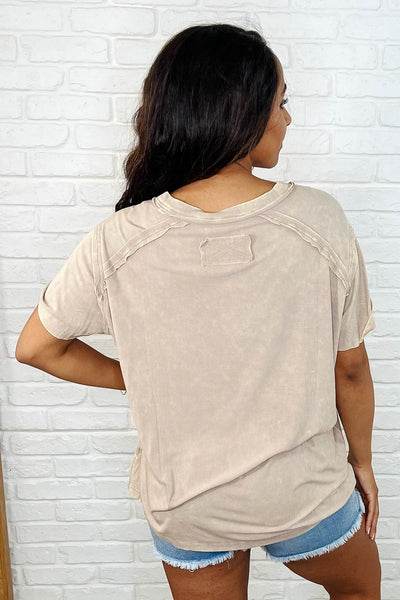 Easy Style Basic Mineral Wash Top RL - Ash Mocha - SIZE S/M