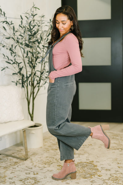 Exactly Where You Are Jumpsuit in Ash Black - SIZE MEDIUM