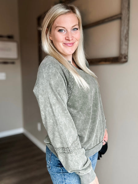 Annalisa Lace Patchwork Sweatshirt - SIZE MEDIUM