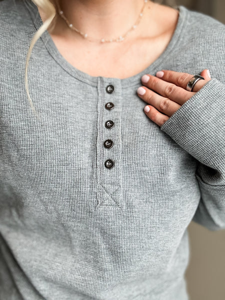 PREORDER Nyx Waffle Knit Button Top