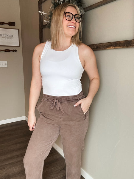 Avery Tapered Tencel Pant - Cocoa - SIZE SMALL