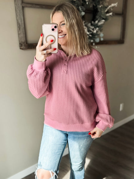 Arlowe Waffle Pullover - SIZE MEDIUM