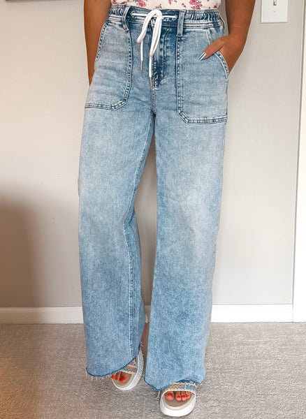 Kateri Drawstring Wide Leg Denim