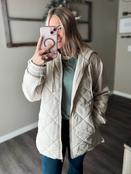 Juliet Mixed Sleeve Puffer Jacket - SIZE SMALL