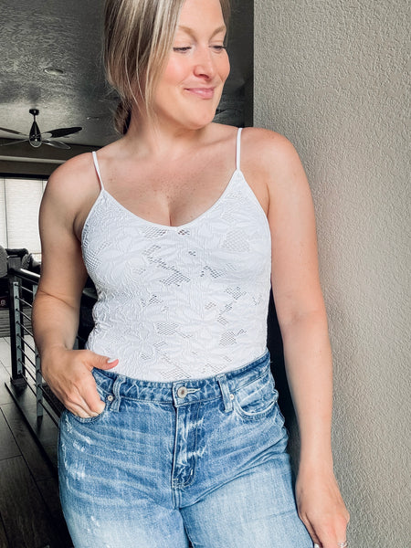 Louie Lace Bodysuit - White