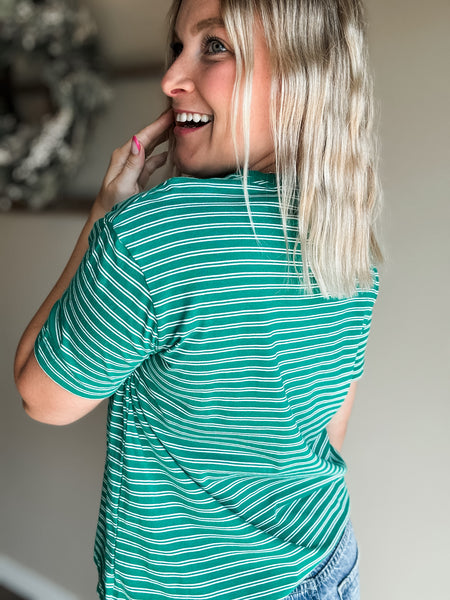 Jensen Stripe Basic Tee - Green