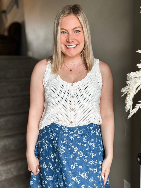 Torrie Crochet Button Tank