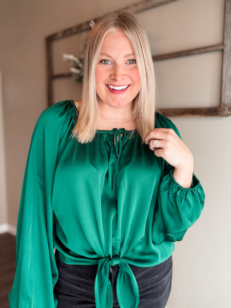 Evette Satin Front Tie Top