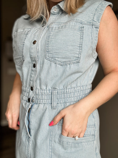 Aliza Stripe Denim Dress