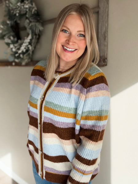Faye Stripe Knit Cardigan