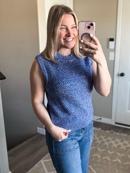 Ginny Sweater Vest Tank - Blue