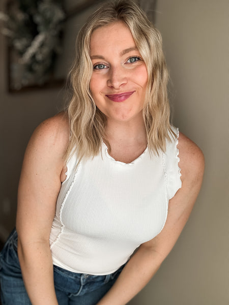 Camdyn Ribbed Tank Top - White