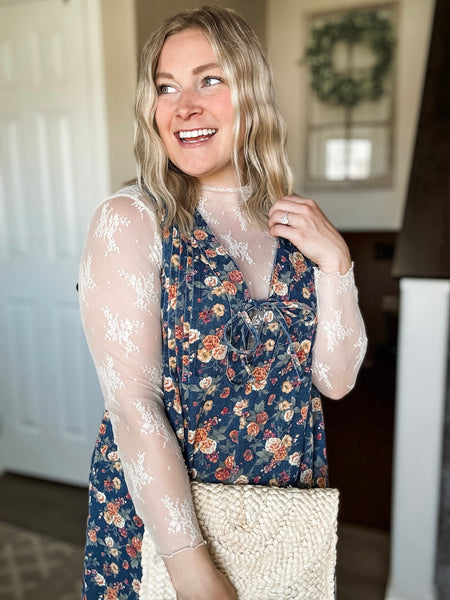 Gardenia Floral Denim Romper