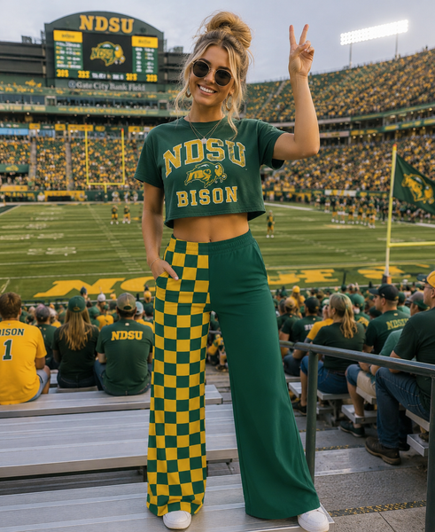 PREORDER Spiritwear Checkered Split Leg Bottom - NDSU BISON