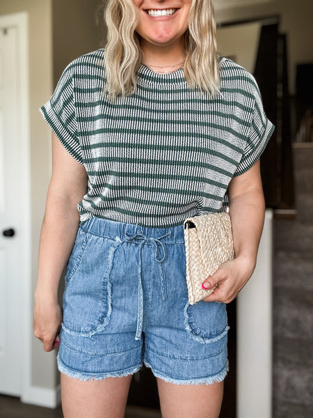 PREORDER Emberly Frayed Denim Shorts