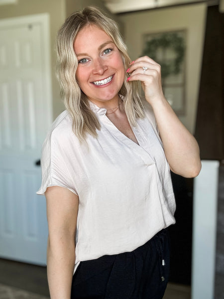 Luma V Neck Blouse - Papyrus