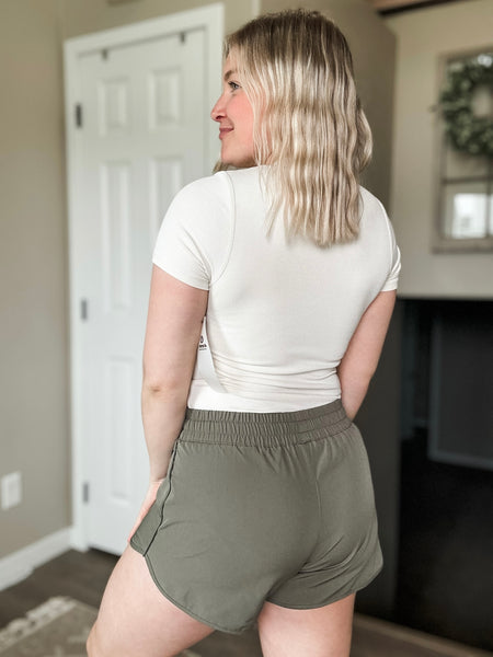 Saydee Lined Woven Shorts - Dusty Olive